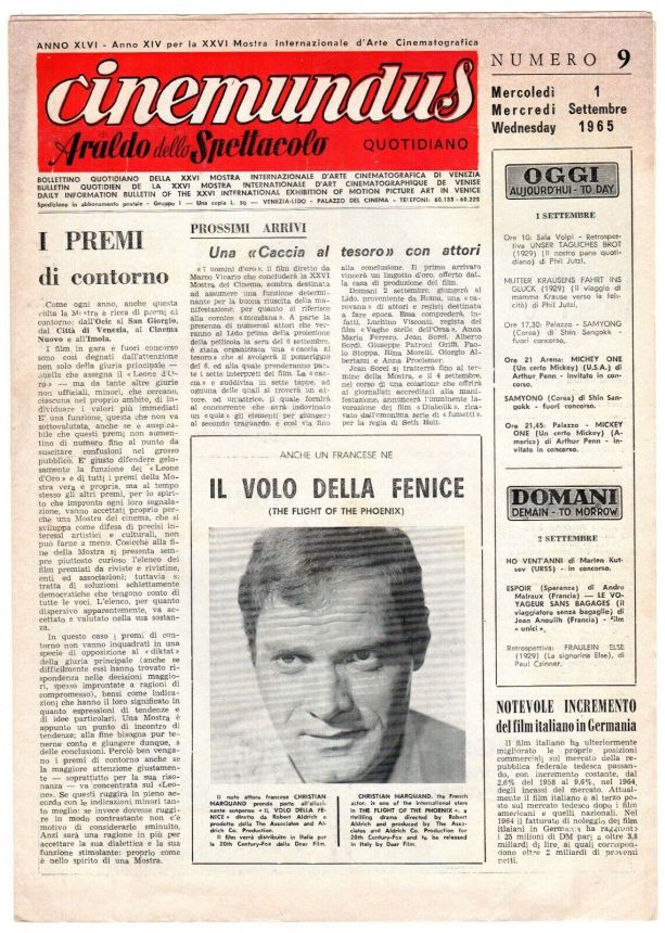 CINEMUNDUS magazine side cover Issue 9 1 September 1965