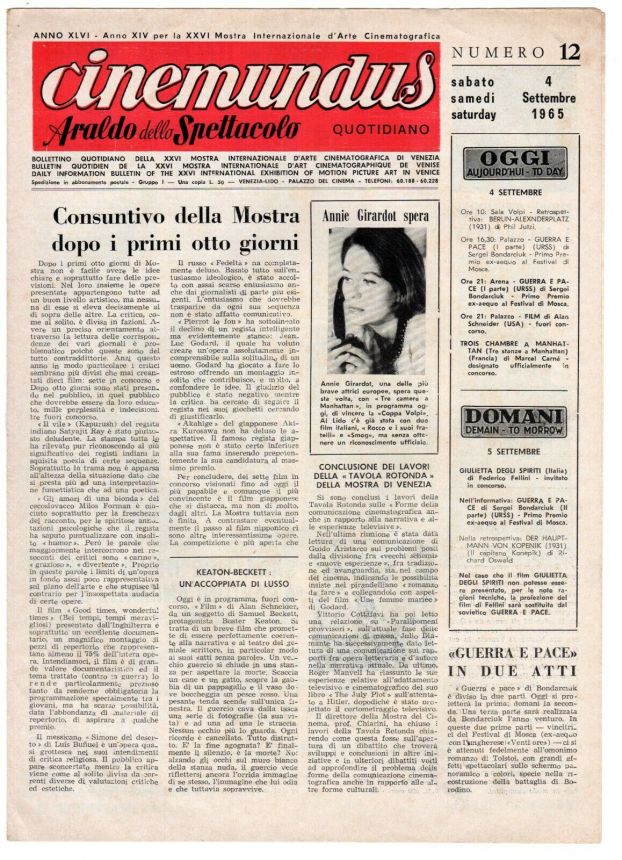 CINEMUNDUS magazine side cover Issue 12 4 September 1965