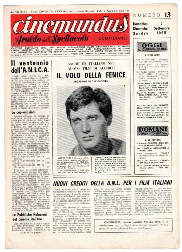 CINEMUNDUS magazine side cover Issue 13 5 September 1965