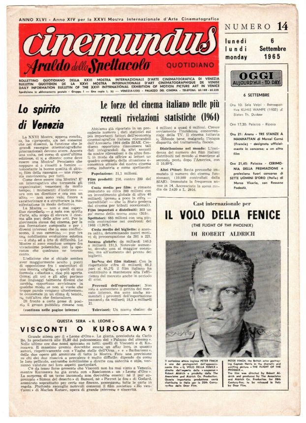 CINEMUNDUS magazine side cover Issue 14 6 September 1965