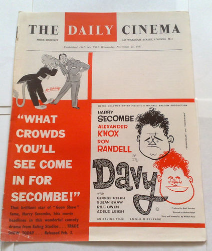 TODAYS CINEMA magazine side cover  1957