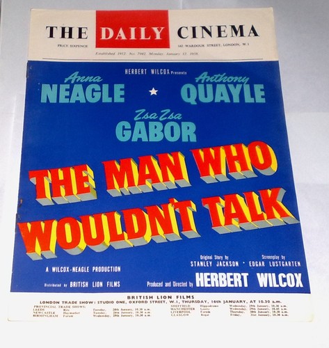 TODAYS CINEMA magazine side cover  1958