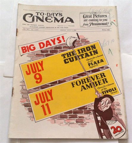 TODAYS CINEMA magazine side cover 4 July 1948