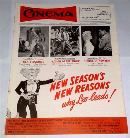 TODAYS CINEMA magazine side cover 2 September 1957