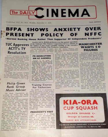 TODAYS CINEMA magazine side cover 8 September 1958