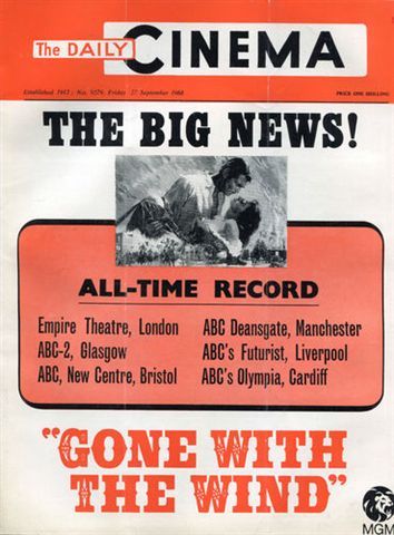 TODAYS CINEMA magazine side cover 27 September 1968