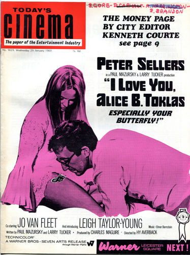 TODAYS CINEMA magazine side cover 29 January 1969