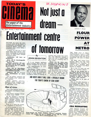 TODAYS CINEMA magazine side cover 3 March 1969