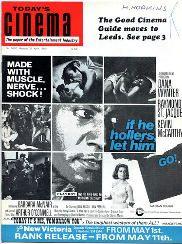 TODAYS CINEMA magazine side cover 21 April 1969