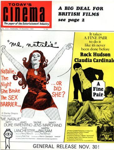 TODAYS CINEMA magazine side cover 19 November 1969