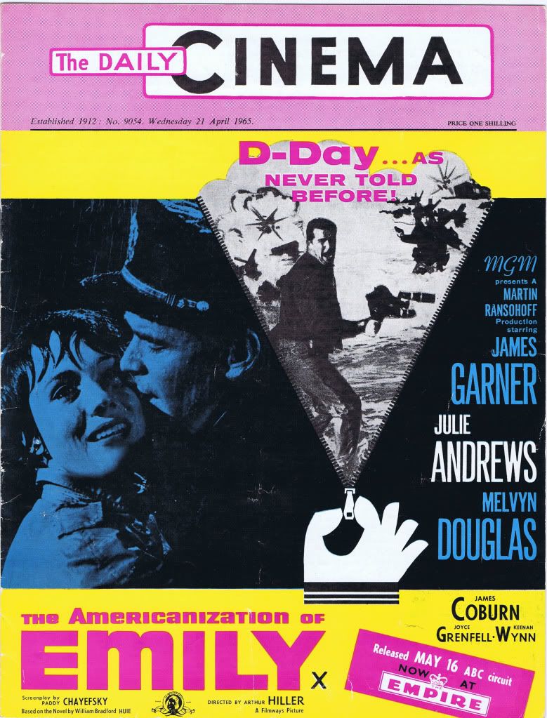 TODAYS CINEMA magazine side cover Issue 9054 21 April 1965