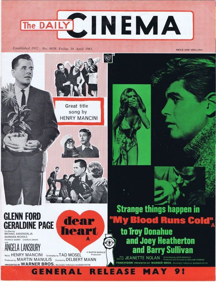 TODAYS CINEMA magazine side cover Issue 9058 30 April 1965