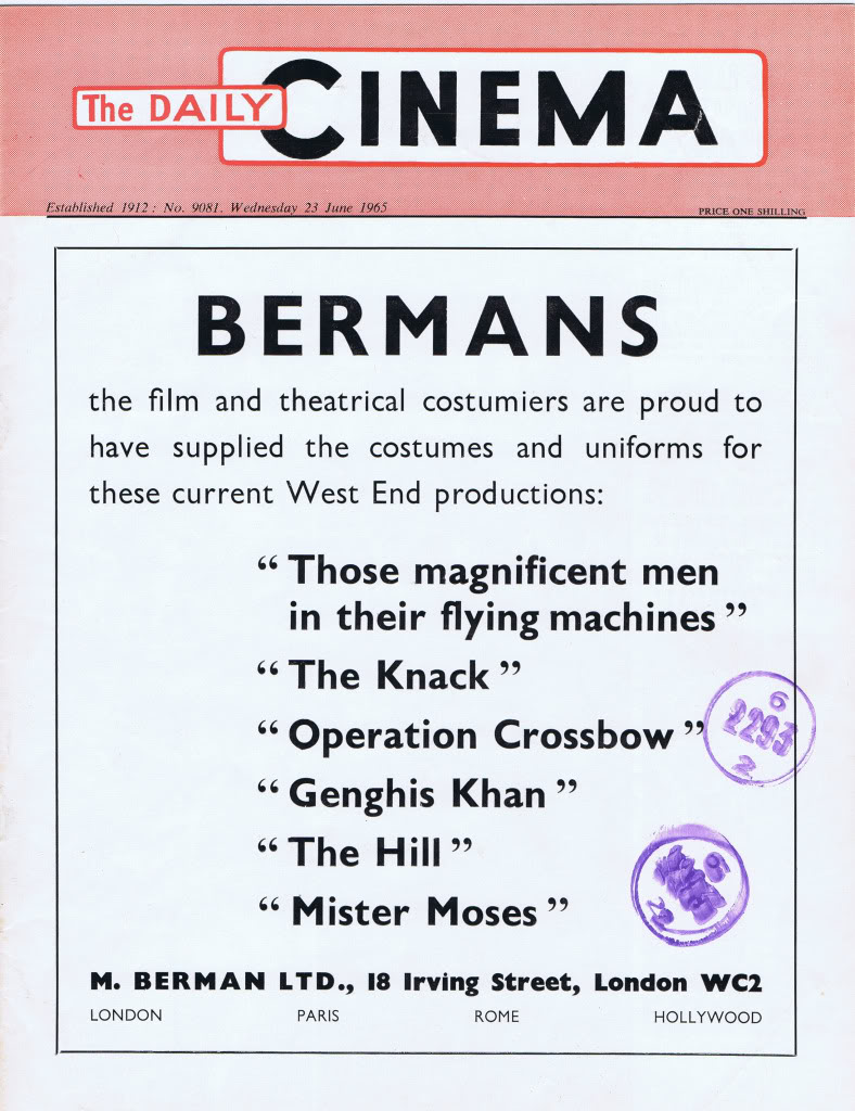 TODAYS CINEMA magazine side cover Issue 9081 23 June 1965