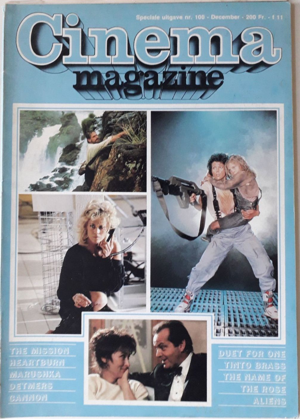 CINEMA (Be) magazine side cover Issue 100  December 1986