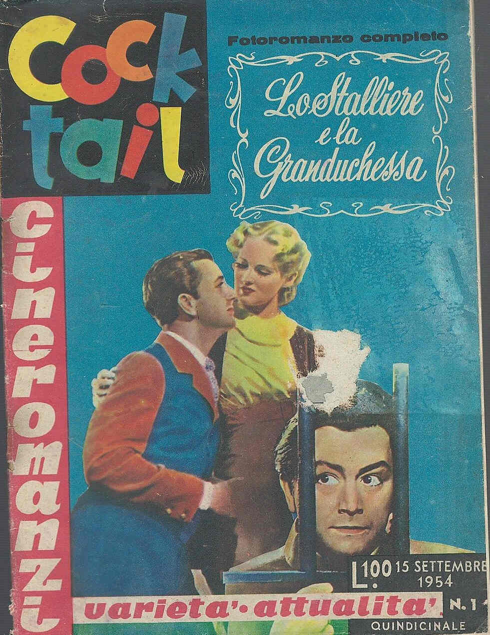 COCKTAIL CINEROMANZI magazine side cover Issue 1 15 September 1954