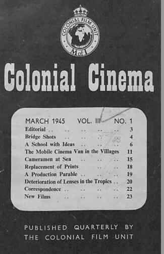 COLONIAL CINEMA magazine side cover March 1945