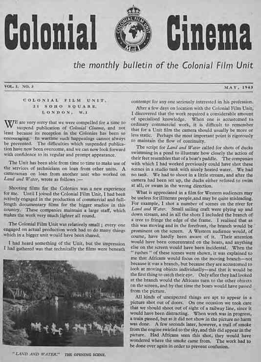 COLONIAL CINEMA magazine side cover Issue 3 May 1943