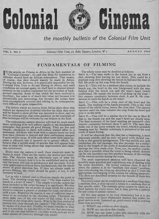 COLONIAL CINEMA magazine side cover Issue 6 August 1943