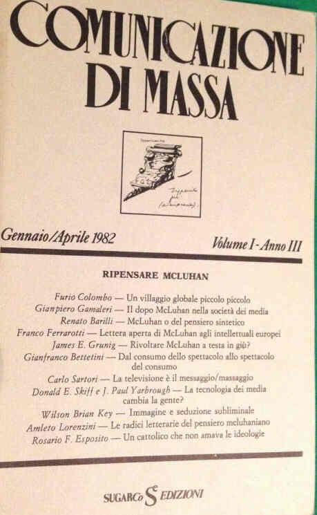 COMUNICAZIONE DI MASSA magazine side cover  January/April 1982