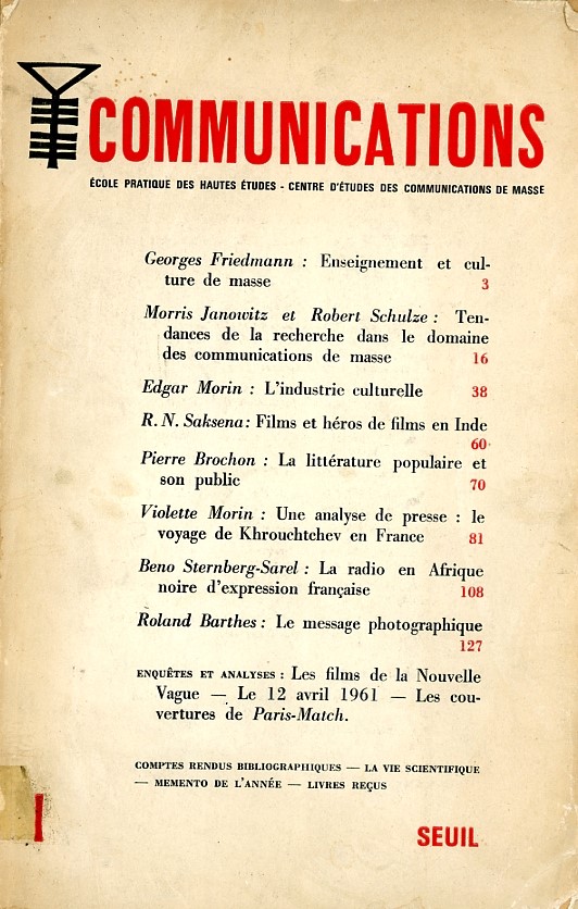COMMUNICATIONS magazine side cover Issue 1   1961