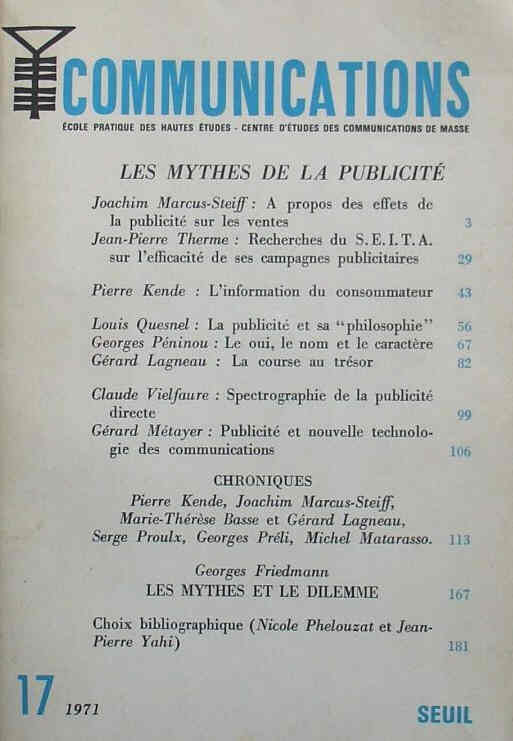COMMUNICATIONS magazine side cover Issue 17   1971