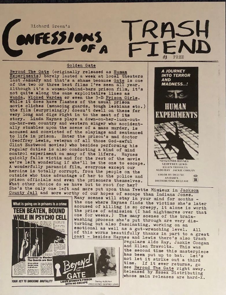 CONFESSIONS OF A TRASH FIEND magazine side cover Issue 3   