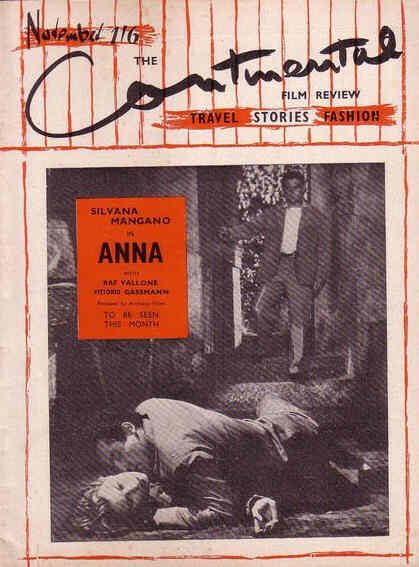 CONTINENTAL FILM REVIEW magazine side cover Issue 1 November 1952