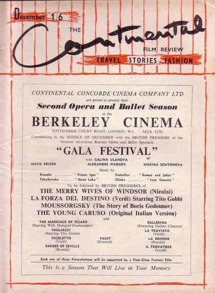 CONTINENTAL FILM REVIEW magazine side cover Issue 2 December 1952