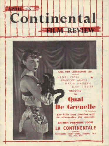 CONTINENTAL FILM REVIEW magazine side cover Issue 6 April 1953