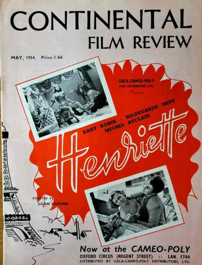 CONTINENTAL FILM REVIEW magazine side cover Issue 19 May 1954