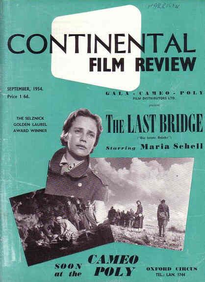 CONTINENTAL FILM REVIEW magazine side cover Issue 23 September 1954