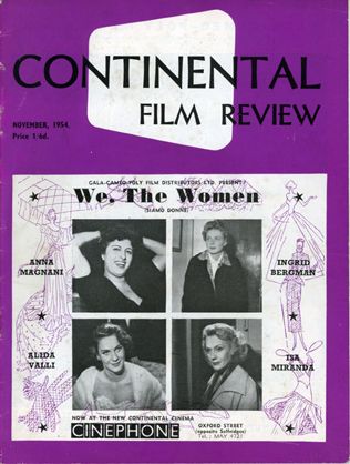 CONTINENTAL FILM REVIEW magazine side cover Issue 25 November 1954
