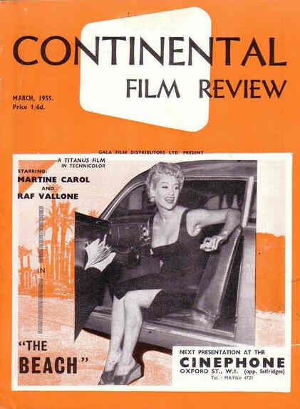 CONTINENTAL FILM REVIEW magazine side cover Issue 29 March 1955