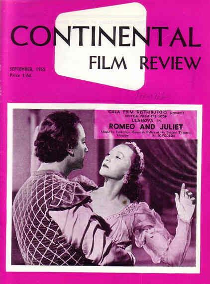 CONTINENTAL FILM REVIEW magazine side cover Issue 35 September 1955