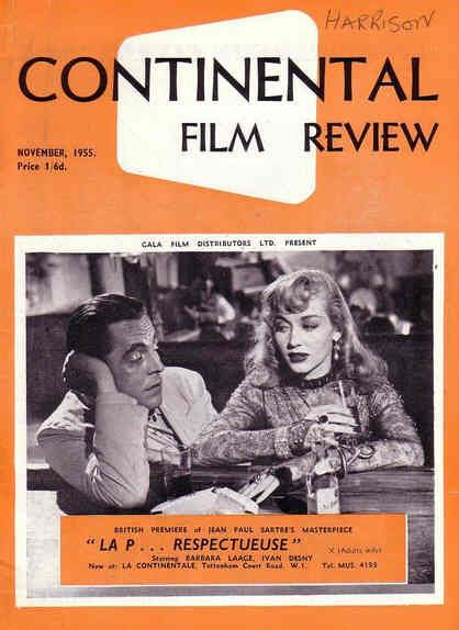 CONTINENTAL FILM REVIEW magazine side cover Issue 37 November 1955