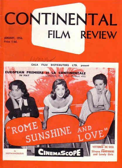 CONTINENTAL FILM REVIEW magazine side cover Issue 39 January 1956