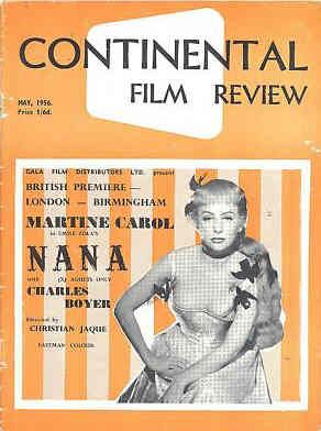 CONTINENTAL FILM REVIEW magazine side cover Issue 43 May 1956