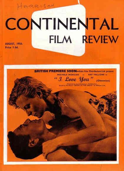 CONTINENTAL FILM REVIEW magazine side cover Issue 46 August 1956