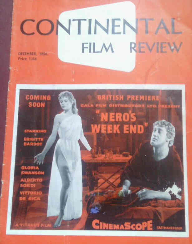 CONTINENTAL FILM REVIEW magazine side cover Issue 50 December 1956