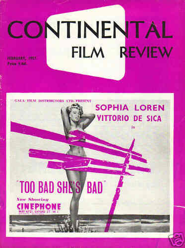 CONTINENTAL FILM REVIEW magazine side cover Issue 52 February 1957