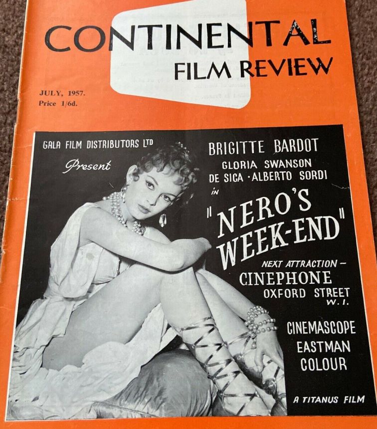 CONTINENTAL FILM REVIEW magazine side cover Issue 57 July 1957