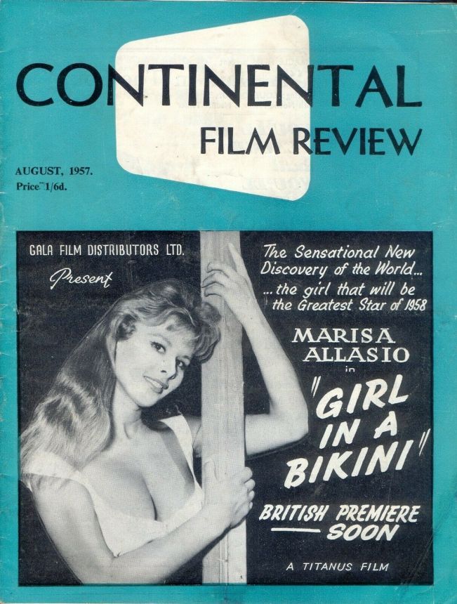 CONTINENTAL FILM REVIEW magazine side cover Issue 58 August 1957