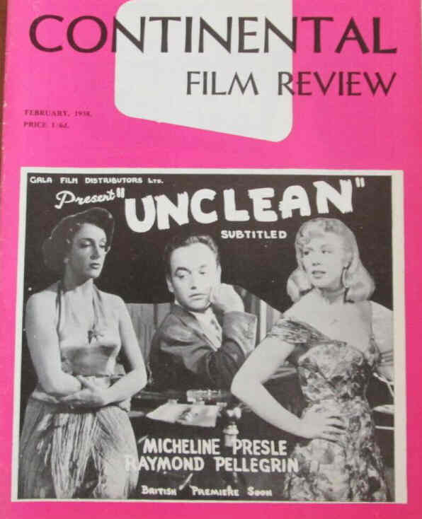 CONTINENTAL FILM REVIEW magazine side cover Issue 64 February 1958
