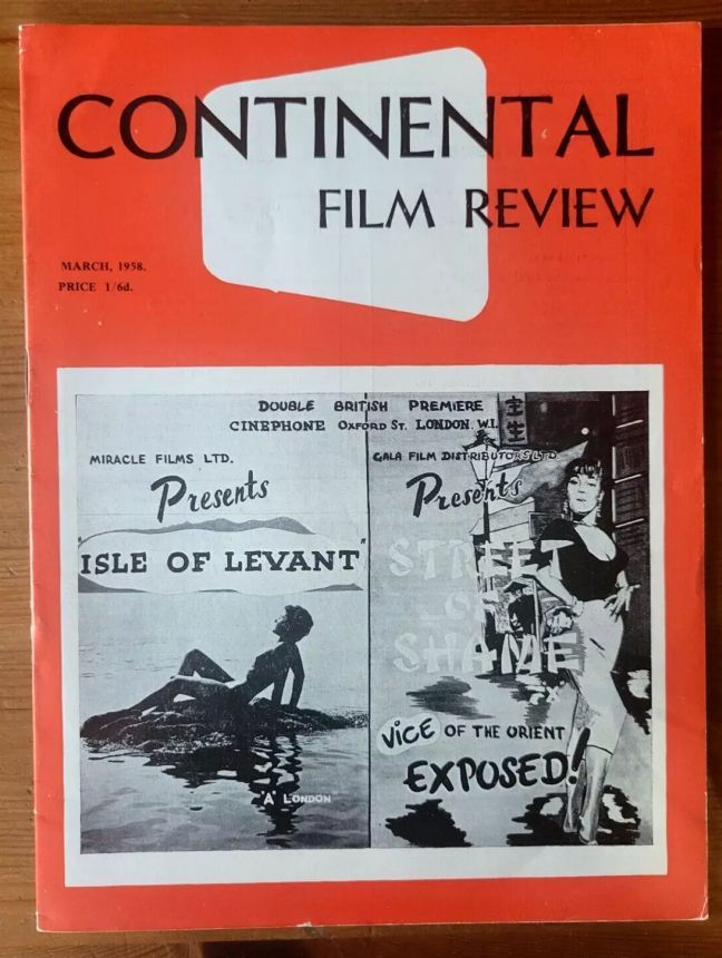 CONTINENTAL FILM REVIEW magazine side cover Issue 65 March 1958