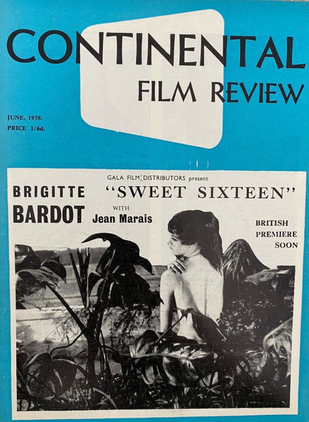 CONTINENTAL FILM REVIEW magazine side cover Issue 68 June 1958