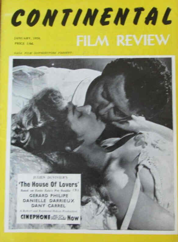 CONTINENTAL FILM REVIEW magazine side cover Issue 75 January 1959