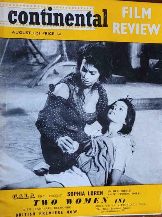 CONTINENTAL FILM REVIEW magazine side cover Issue 106 August 1961