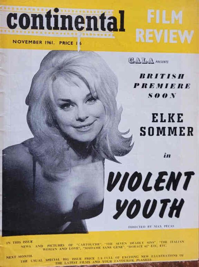 CONTINENTAL FILM REVIEW magazine side cover Issue 109 November 1961