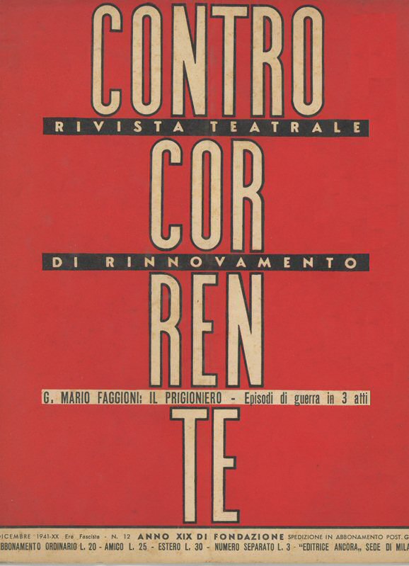 CONTROCORRENTE magazine side cover Issue 12  December 1941