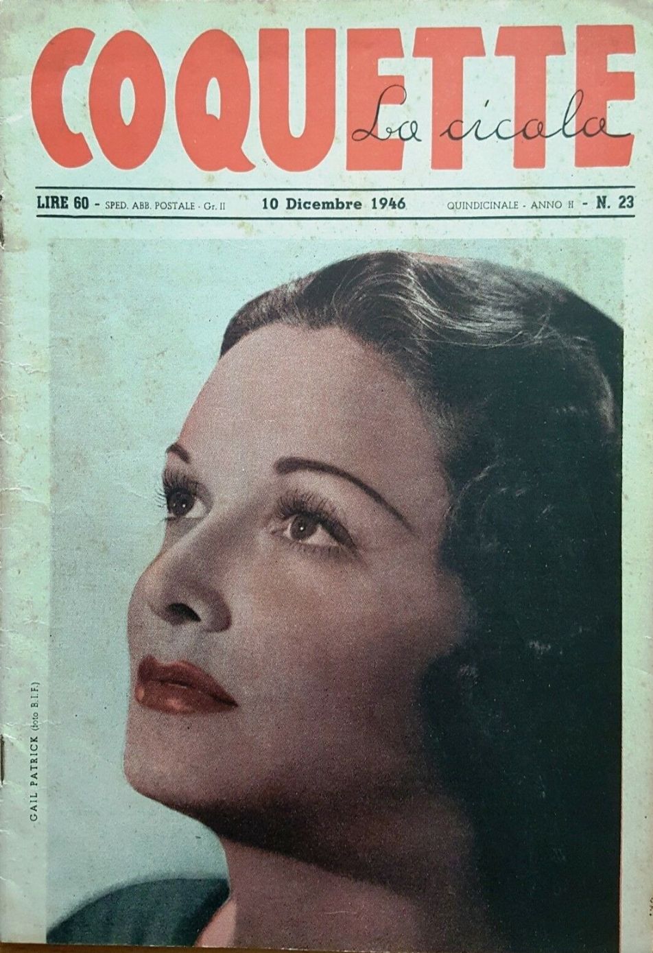 COQUETTE LA CICALA magazine side cover Issue 23 10 December 1946